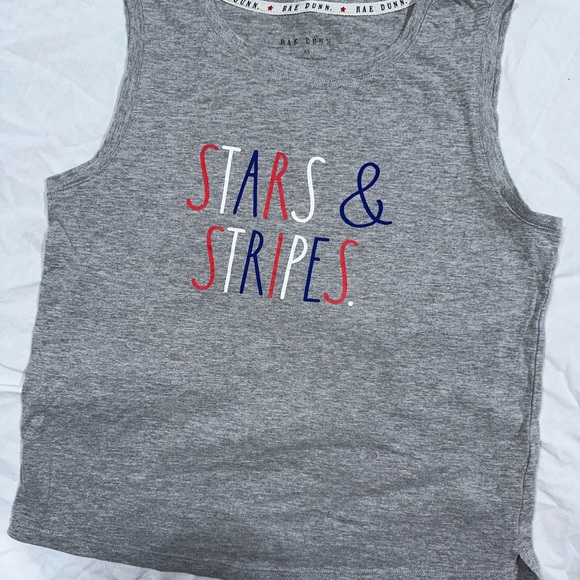 Rae Dunn Tops - Rae Dunn Gray Stars & Stripes Kids Tank